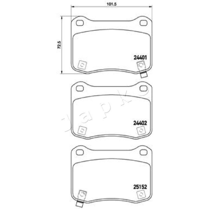 Stabdžių trinkelių rinkinys, diskinis stabdys JAPKO 512006