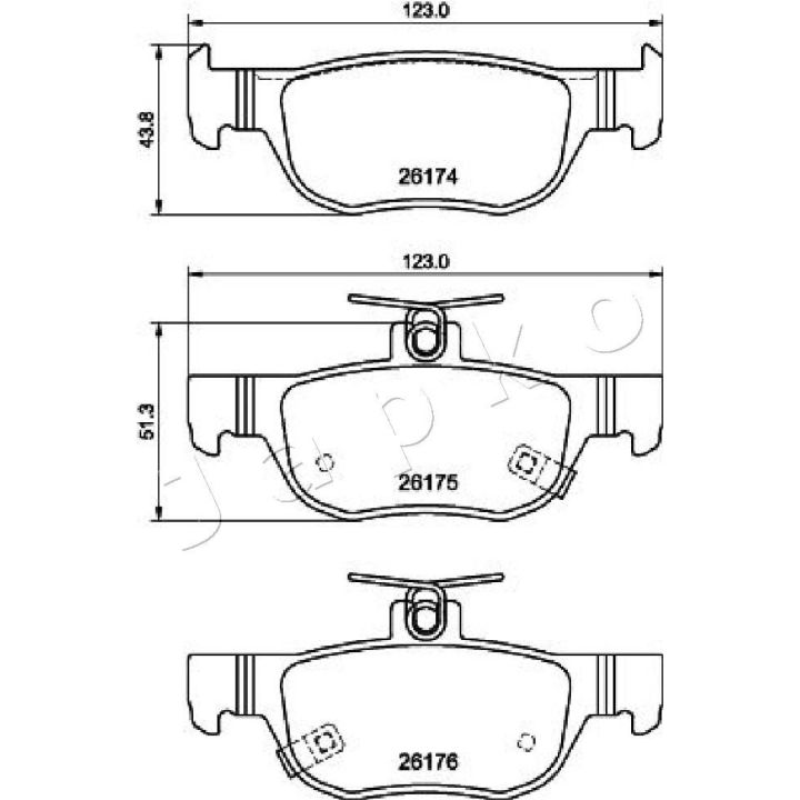 Stabdžių trinkelių rinkinys, diskinis stabdys JAPKO 51320