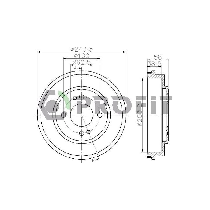 Stabdžių būgnas PROFIT 5020-0043
