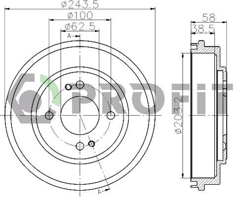 Stabdžių būgnas PROFIT 5020-0043