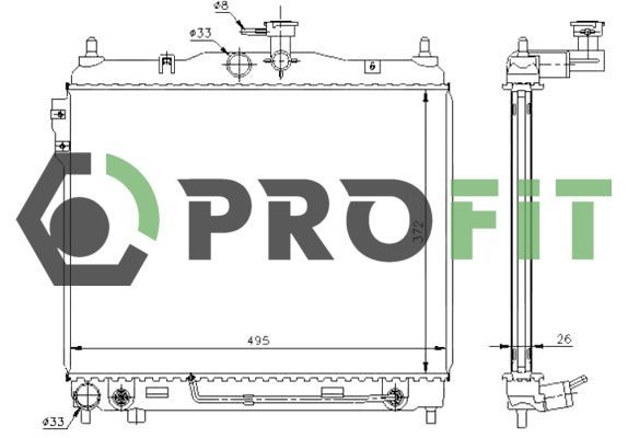Radiatorius, variklio aušinimas PROFIT 1740-0141