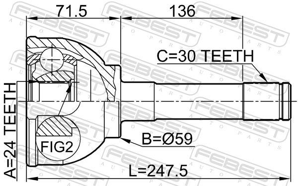 Jungčių komplektas, kardaninis velenas FEBEST 0110-030