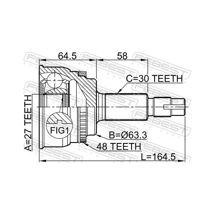 Jungčių komplektas, kardaninis velenas FEBEST 0110-060A48