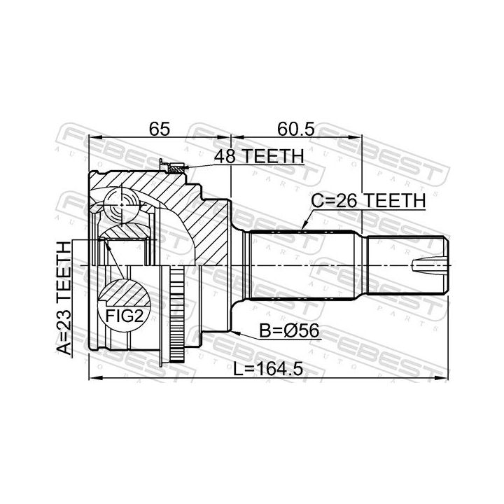 Jungčių komplektas, kardaninis velenas FEBEST 0110-ACU35A48R