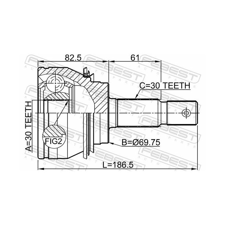 Jungčių komplektas, kardaninis velenas FEBEST 0110-GRJ150