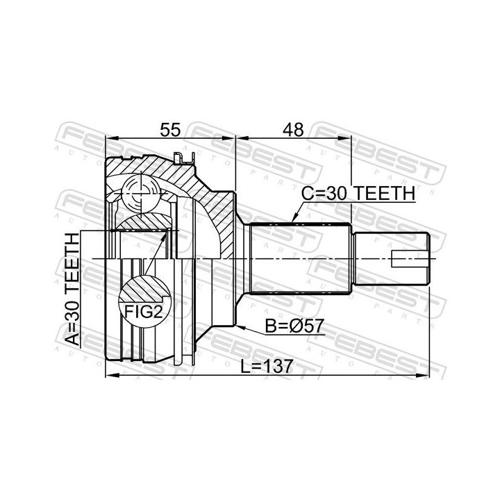 Jungčių komplektas, kardaninis velenas FEBEST 0110-GRX125