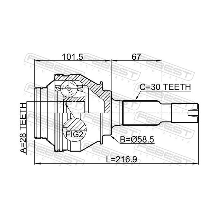 Jungčių komplektas, kardaninis velenas FEBEST 0110-GRX133R
