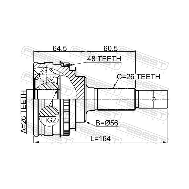 Jungčių komplektas, kardaninis velenas FEBEST 0110-MCU10A48R