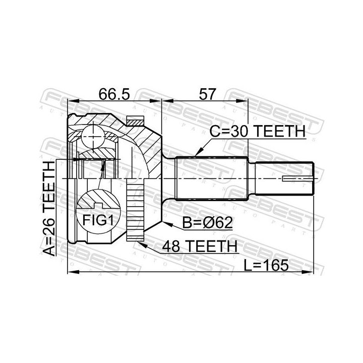 Jungčių komplektas, kardaninis velenas FEBEST 0110-MCV30A48