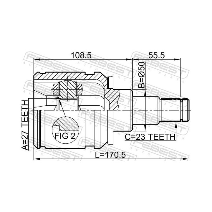 Jungčių komplektas, kardaninis velenas FEBEST 0111-ACA20LH