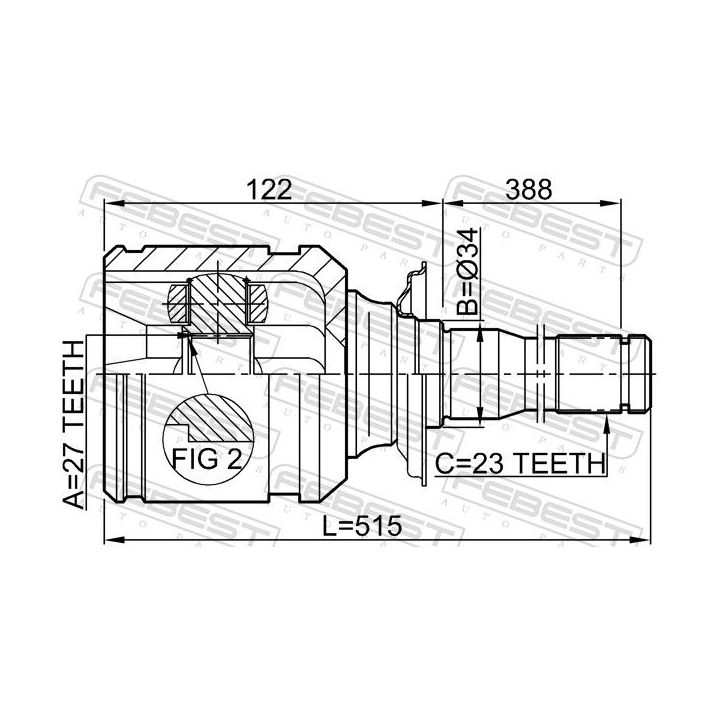 Jungčių komplektas, kardaninis velenas FEBEST 0111-ACA20RH
