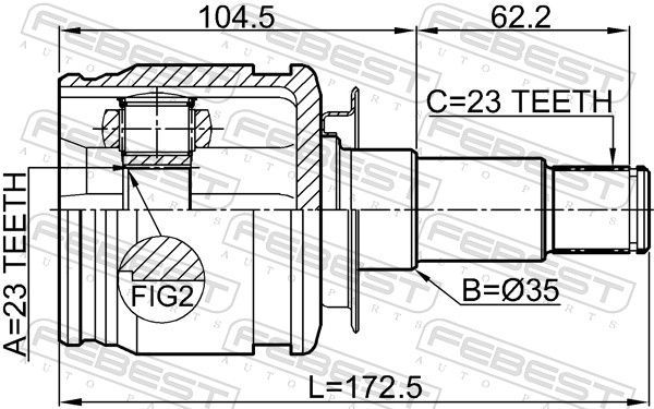 Jungčių komplektas, kardaninis velenas FEBEST 0111-ACU35R