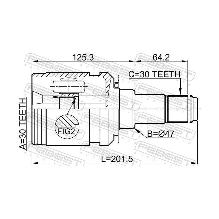 Jungčių komplektas, kardaninis velenas FEBEST 0111-GRJ150