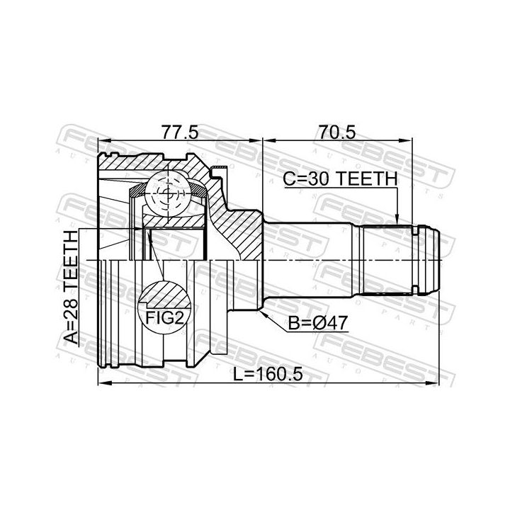 Jungčių komplektas, kardaninis velenas FEBEST 0111-GRX133R