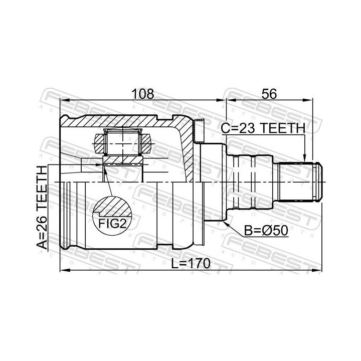Jungčių komplektas, kardaninis velenas FEBEST 0111-GSU35LH