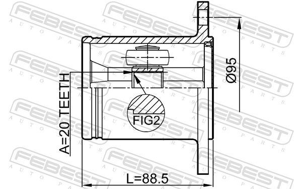 Jungčių komplektas, kardaninis velenas FEBEST 0111-MHU38R