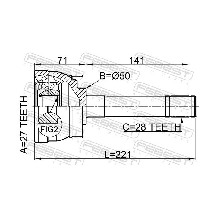 Jungčių komplektas, kardaninis velenas FEBEST 0210-064