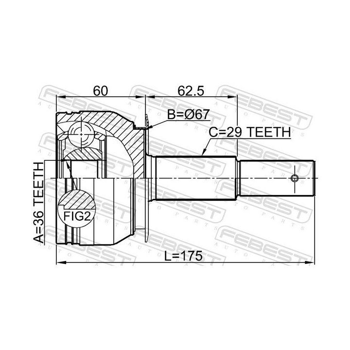 Jungčių komplektas, kardaninis velenas FEBEST 0210-D40AT