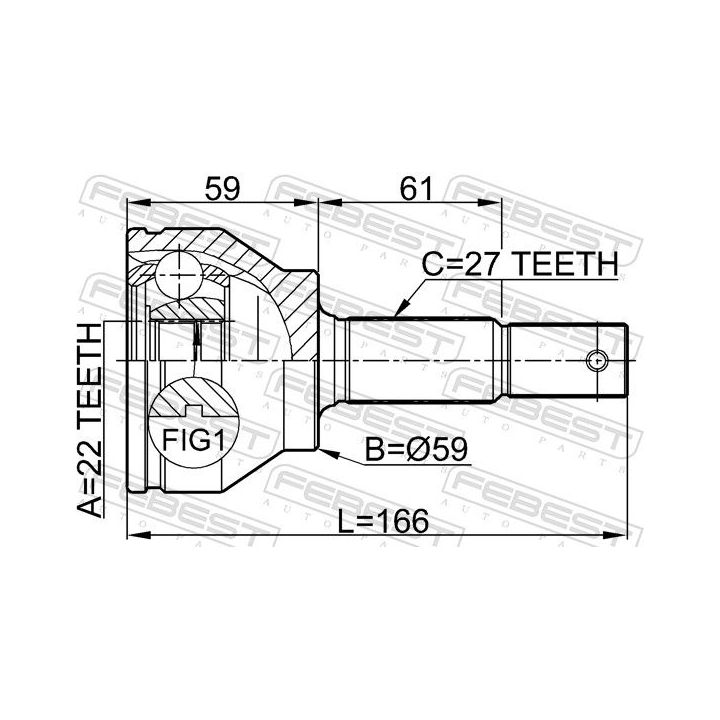 Jungčių komplektas, kardaninis velenas FEBEST 0210-FX35