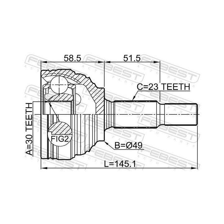 Jungčių komplektas, kardaninis velenas FEBEST 0210-G15RA