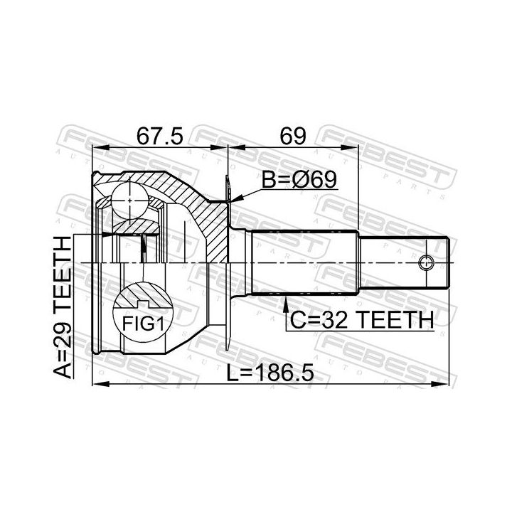 Jungčių komplektas, kardaninis velenas FEBEST 0210-R51R