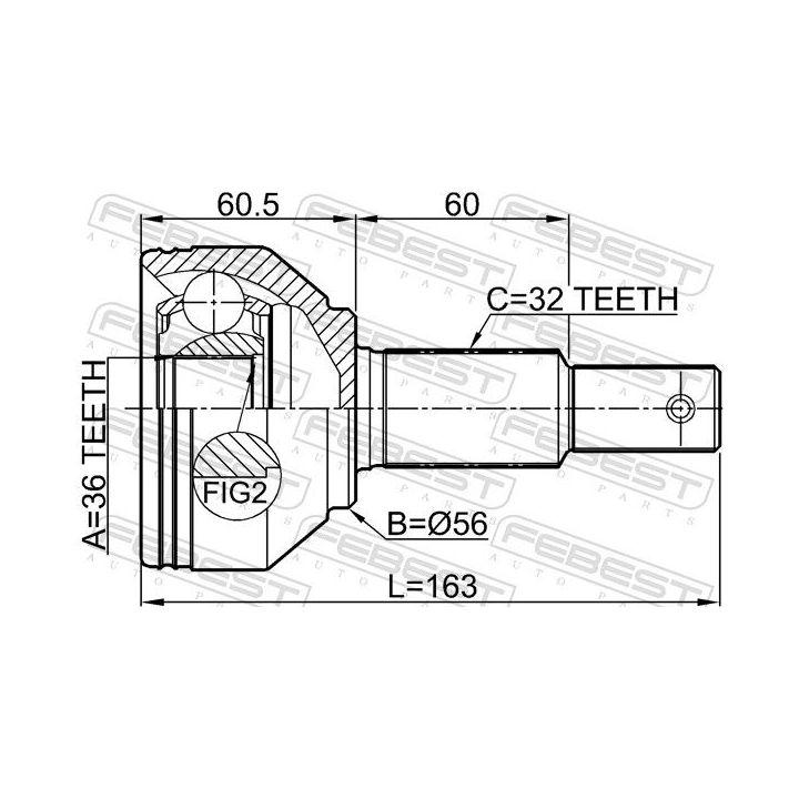 Jungčių komplektas, kardaninis velenas FEBEST 0210-R52VQ35