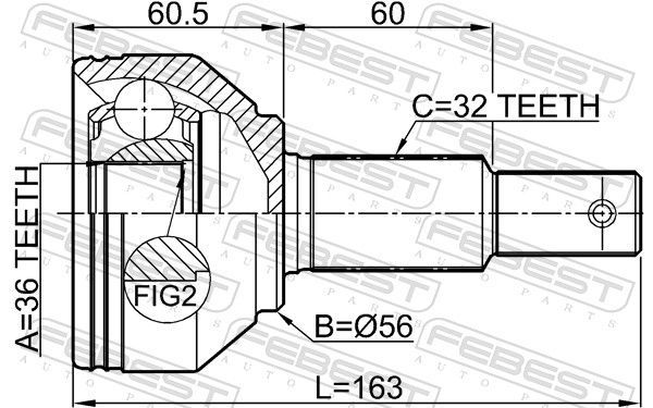 Jungčių komplektas, kardaninis velenas FEBEST 0210-R52VQ35