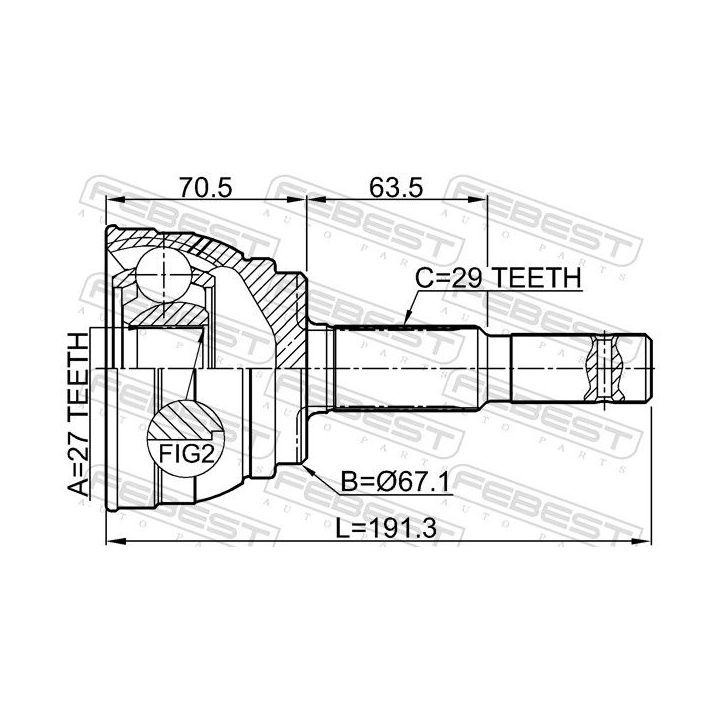 Jungčių komplektas, kardaninis velenas FEBEST 0210-S50R