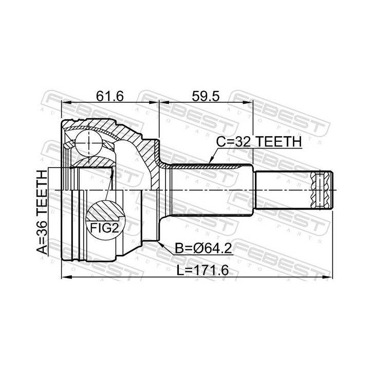 Jungčių komplektas, kardaninis velenas FEBEST 0210-Y51R