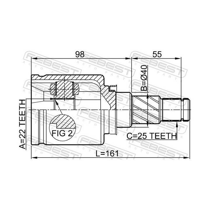 Jungčių komplektas, kardaninis velenas FEBEST 0211-C11X