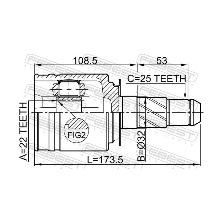 Jungčių komplektas, kardaninis velenas FEBEST 0211-FX35RH
