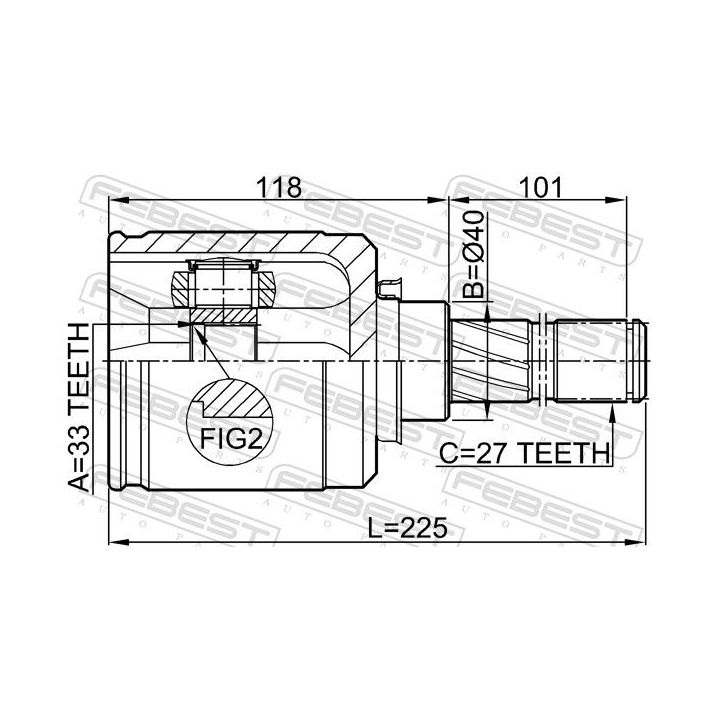 Jungčių komplektas, kardaninis velenas FEBEST 0211-J1020GLH