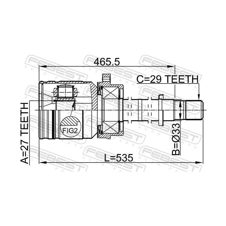 Jungčių komplektas, kardaninis velenas FEBEST 0211-J31RH