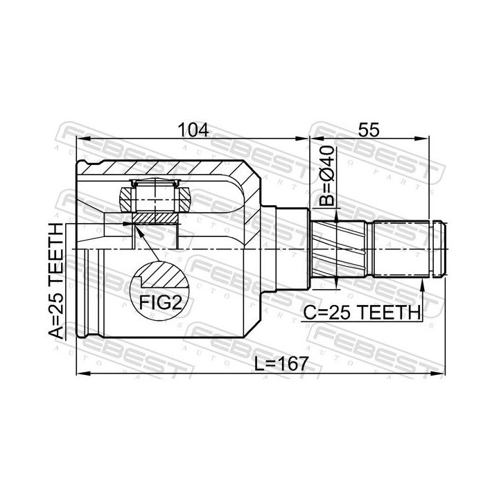 Jungčių komplektas, kardaninis velenas FEBEST 0211-P10