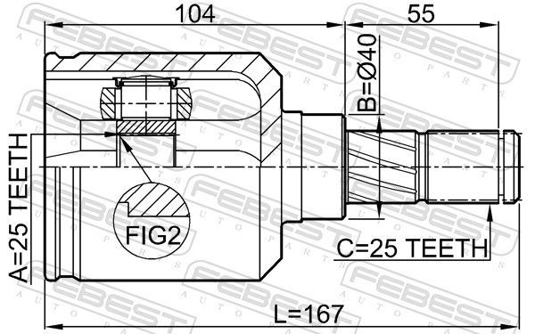 Jungčių komplektas, kardaninis velenas FEBEST 0211-P10