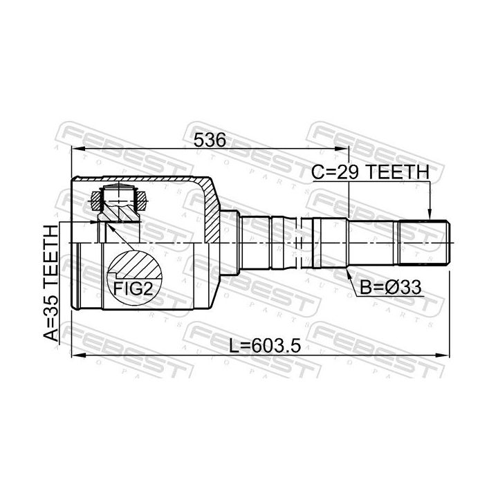 Jungčių komplektas, kardaninis velenas FEBEST 0211-QR25MTRH