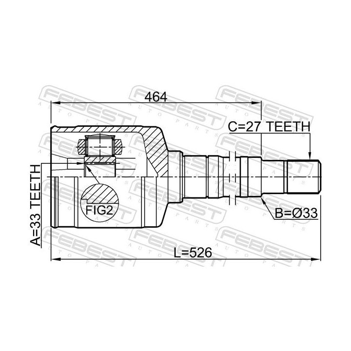 Jungčių komplektas, kardaninis velenas FEBEST 0211-T31RH