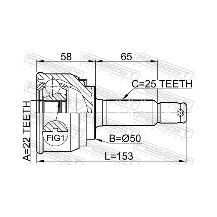 Jungčių komplektas, kardaninis velenas FEBEST 0410-001