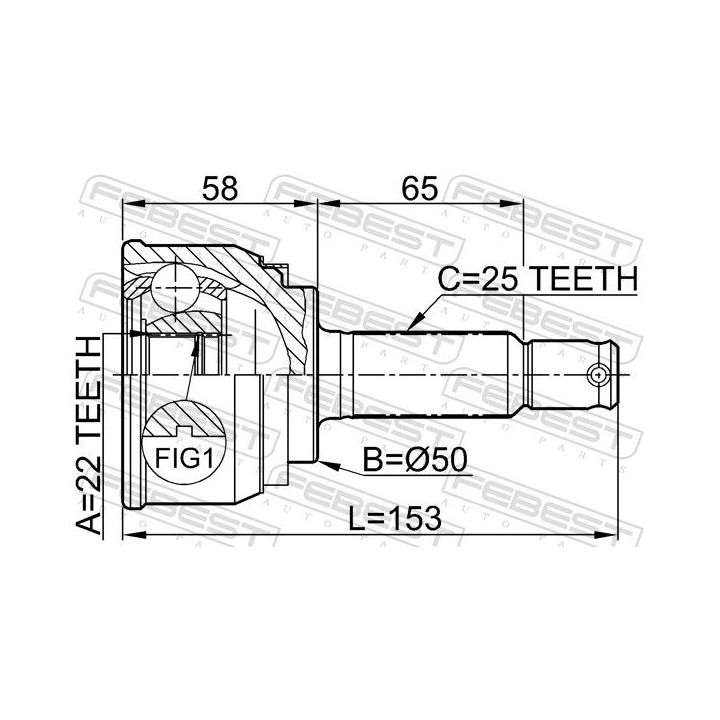 Jungčių komplektas, kardaninis velenas FEBEST 0410-004