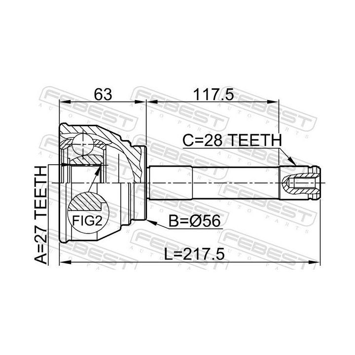 Jungčių komplektas, kardaninis velenas FEBEST 0410-014