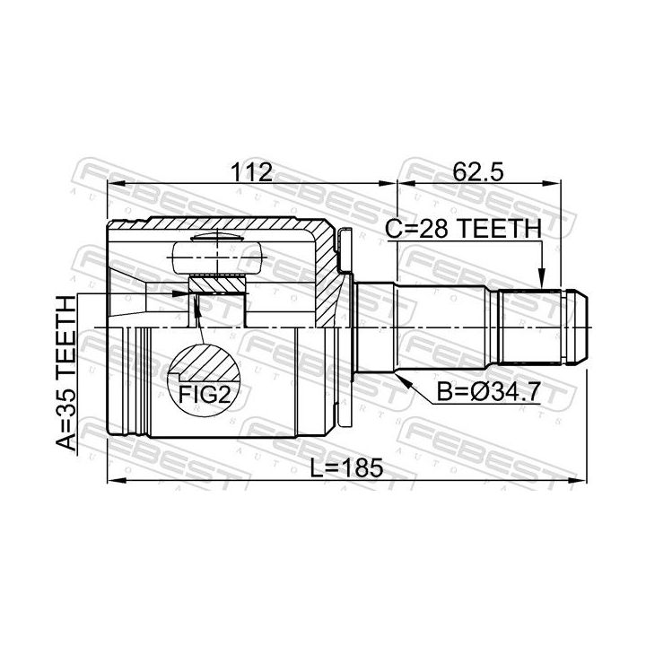 Jungčių komplektas, kardaninis velenas FEBEST 0411-V97LH