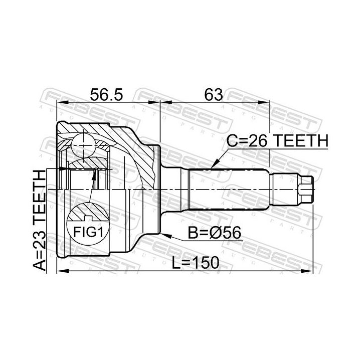 Jungčių komplektas, kardaninis velenas FEBEST 0510-005