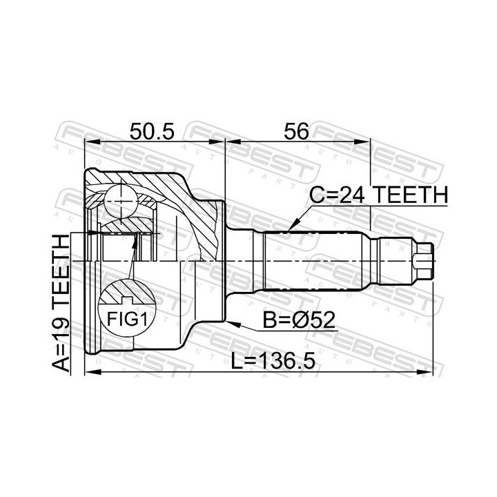 Jungčių komplektas, kardaninis velenas FEBEST 0510-014