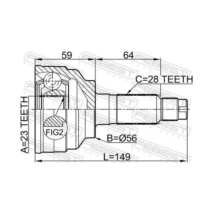 Jungčių komplektas, kardaninis velenas FEBEST 0510-018