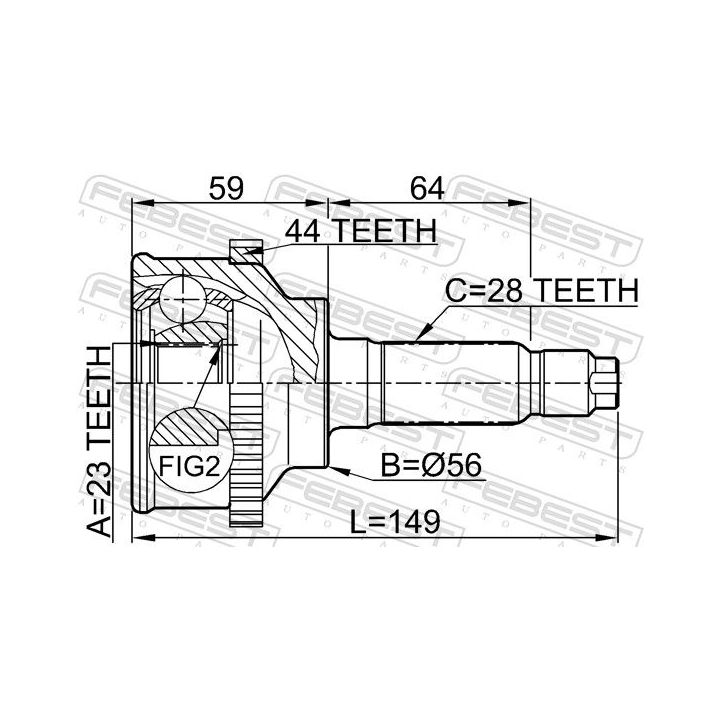 Jungčių komplektas, kardaninis velenas FEBEST 0510-018A44