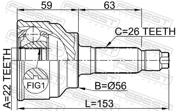 Jungčių komplektas, kardaninis velenas FEBEST 0510-024