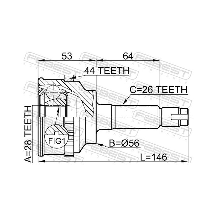 Jungčių komplektas, kardaninis velenas FEBEST 0510-034A44
