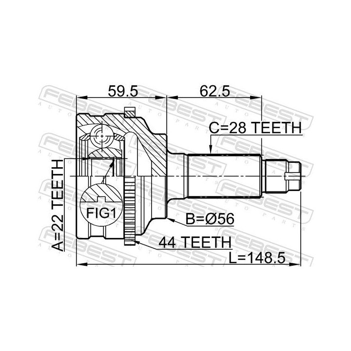 Jungčių komplektas, kardaninis velenas FEBEST 0510-038A44