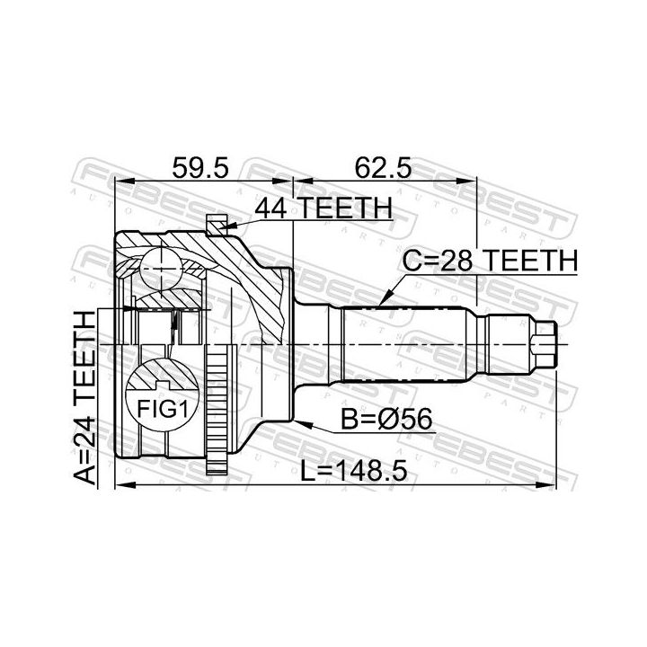 Jungčių komplektas, kardaninis velenas FEBEST 0510-041A44