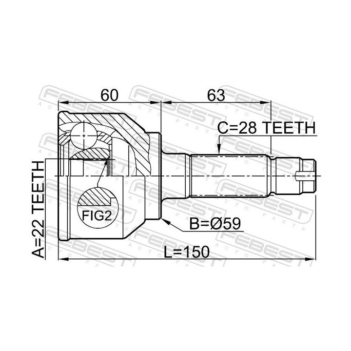 Jungčių komplektas, kardaninis velenas FEBEST 0510-042